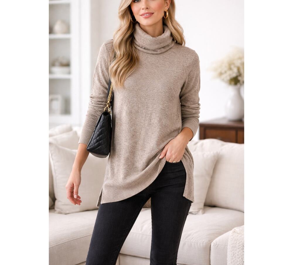 Vince Sweater Womens XS Beige Wool Cashmere Turtleneck Preppy Casual Office
